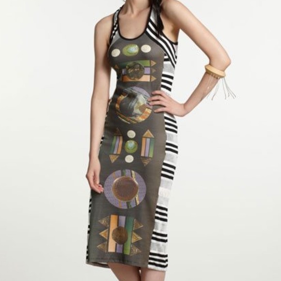 Anthropologie Made in Kind Collection Geometric Midi Dress - Sz Small - Picture 1 of 7